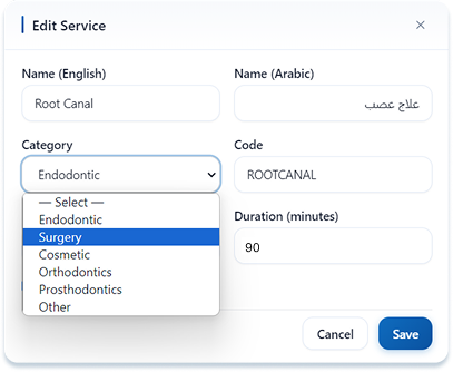 Technical Dental reports interface