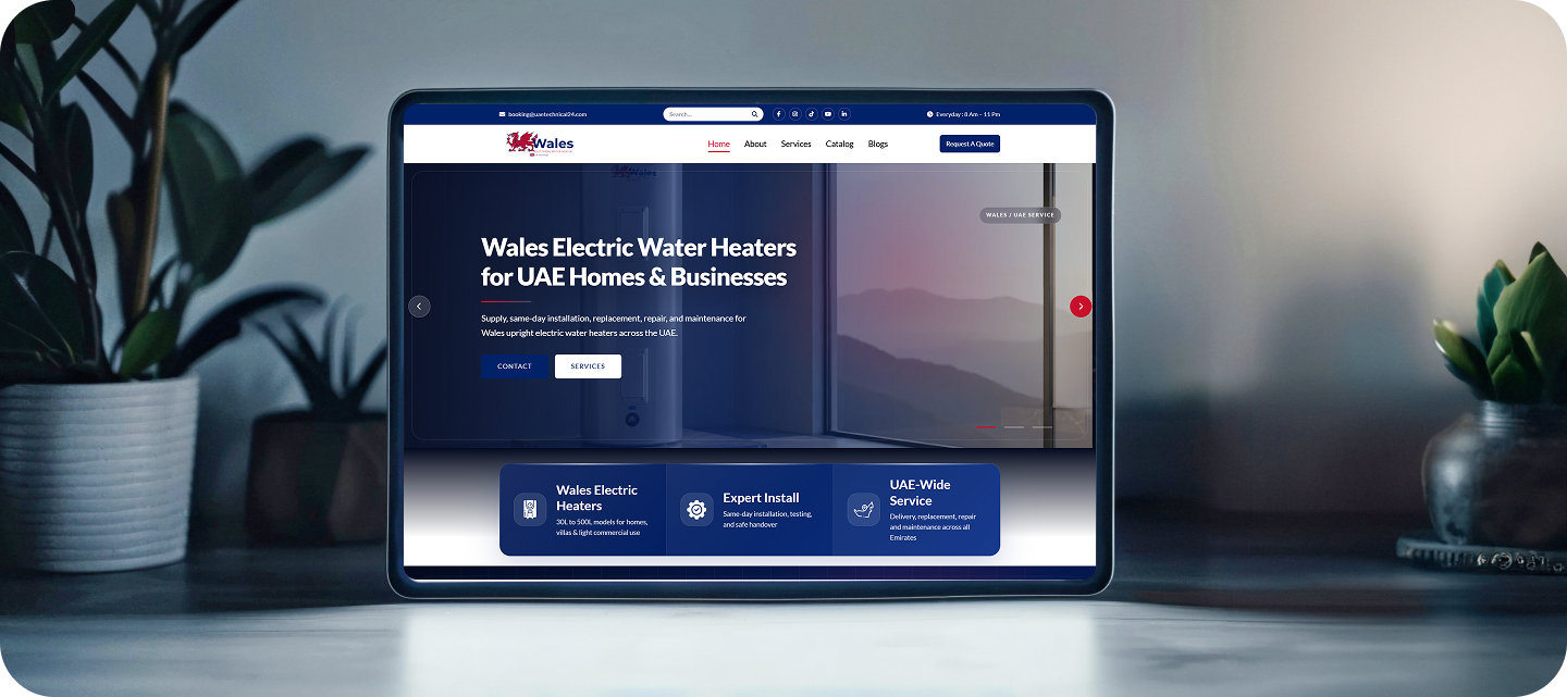 WaterHeater.ae website mockup