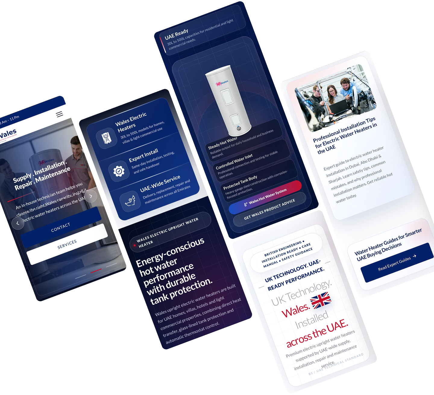 WaterHeater.ae mobile website screens